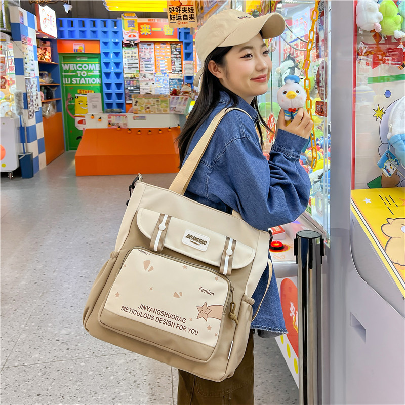 New Korean Style Nylon Bag Women's Cute Handbag Small Fresh Large Capacity Student Tutorial Bag Trendy Shoulder Bag