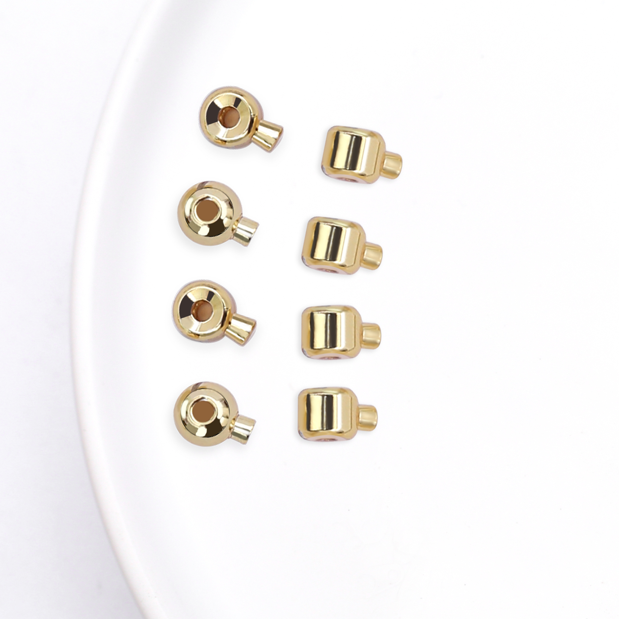 18k保色真金定位扣 项链按扣 diy手工手链收尾夹扣 钢丝绳卡线扣