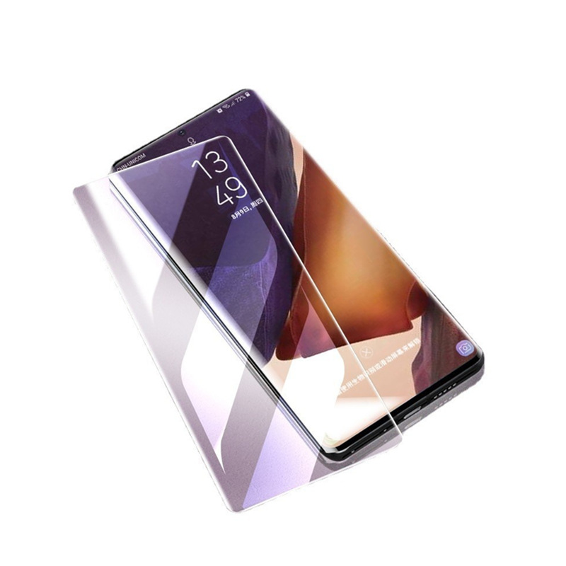 适用三星note20手机钢化膜 note20ultra全屏全胶曲面膜uv胶保护膜