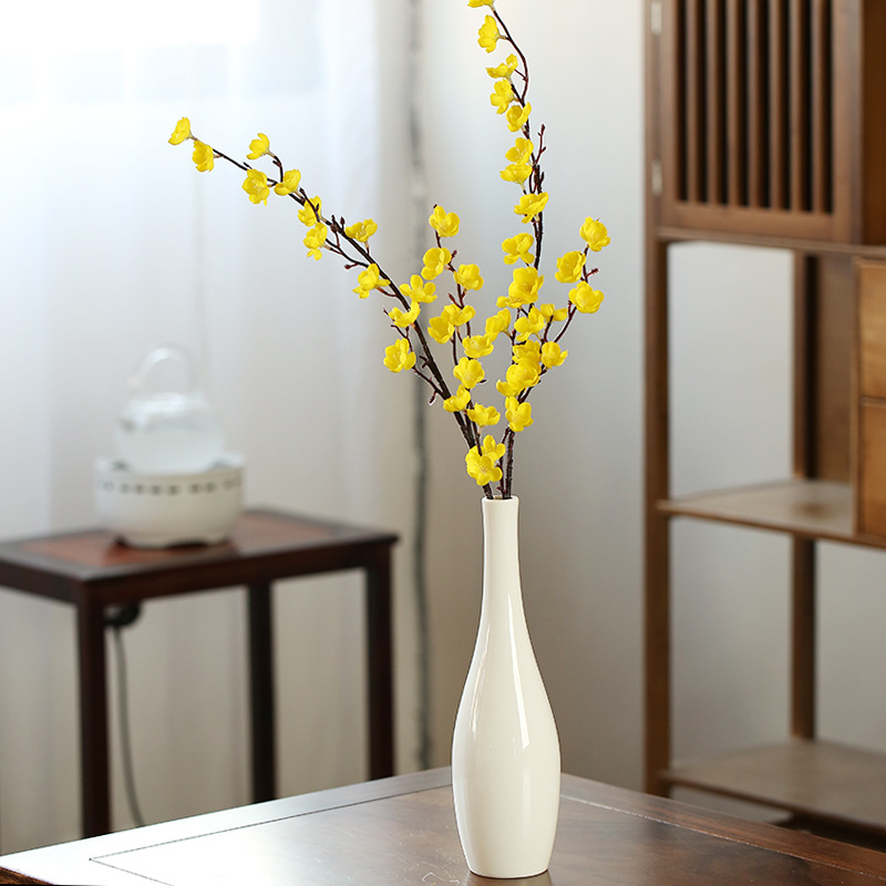 禅意茶桌摆件插梅花桃花陶瓷花瓶新中式观音净瓶插花水养细口花器