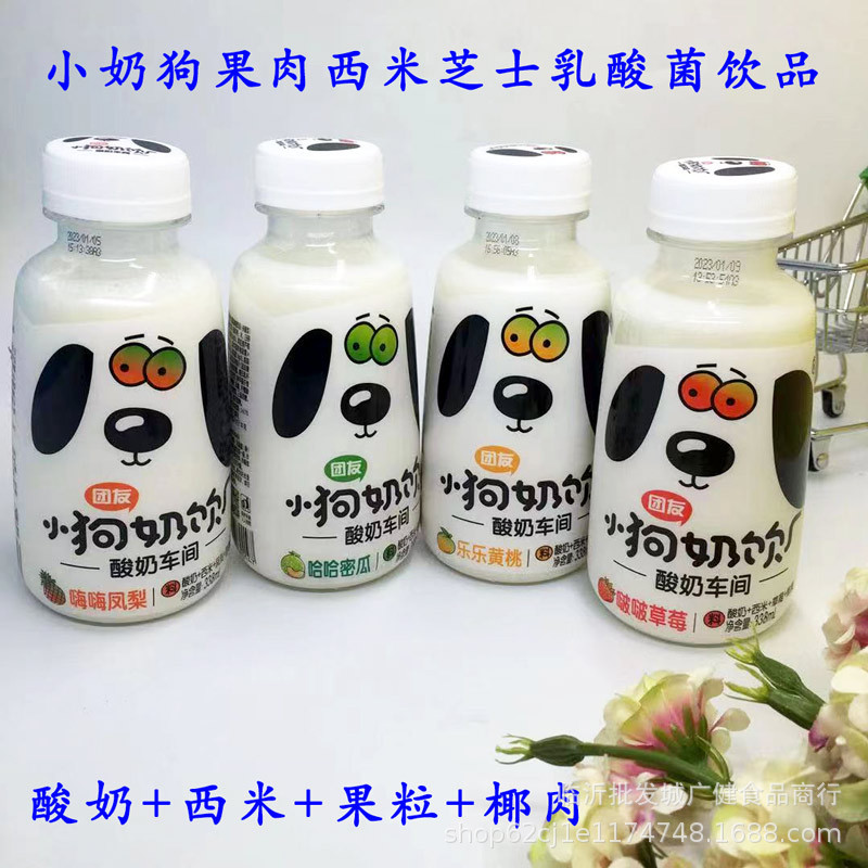 团友小奶狗草莓芒果西米露芝士乳酸菌饮品338ml酸奶车间休闲饮料