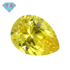 华港宝石 梨形20#黄刚玉裸石戒面 水滴形刚玉合成黄宝石镶嵌主石