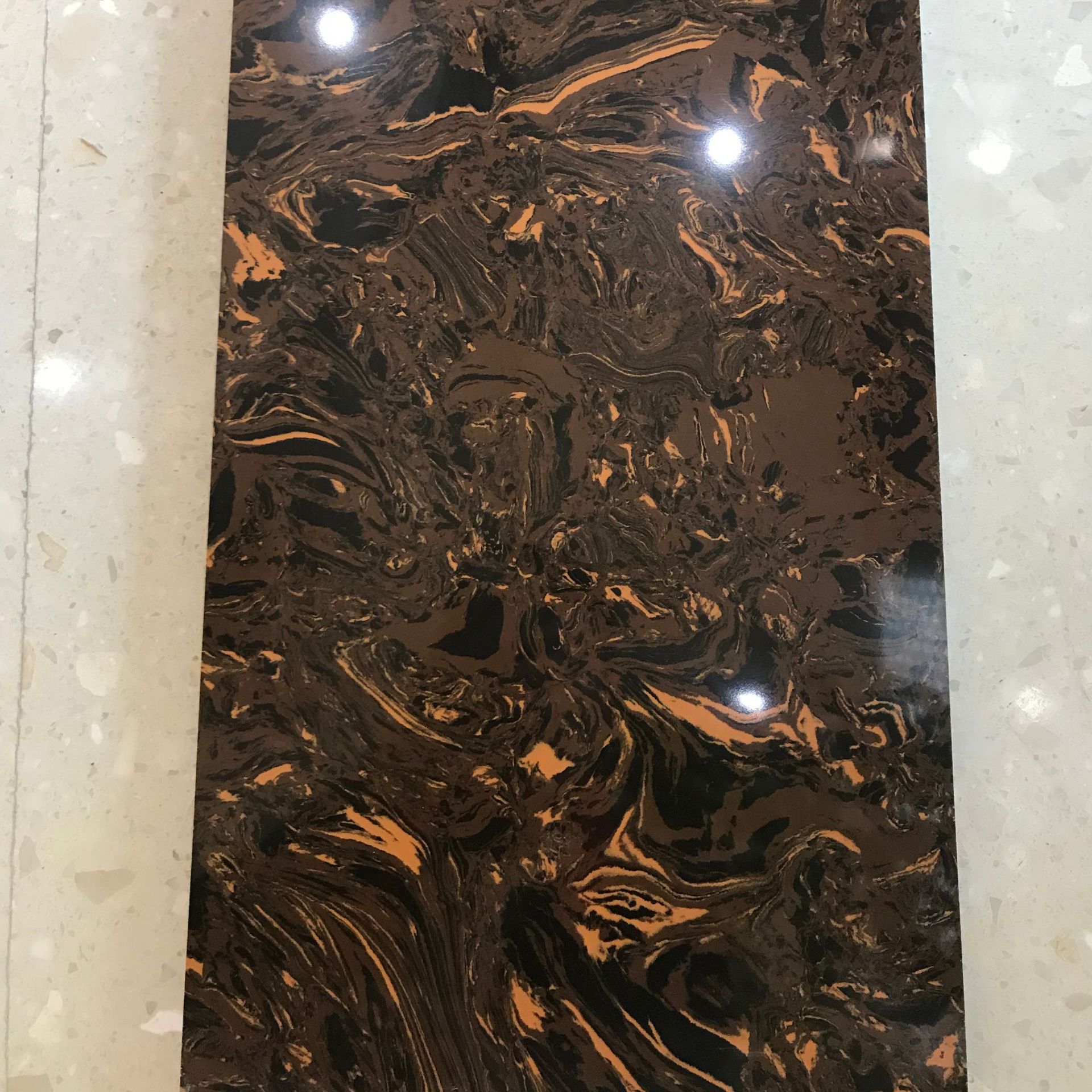 供应啡色人造石大板原材料 深灰色人造石商场地面改造改旧台面板