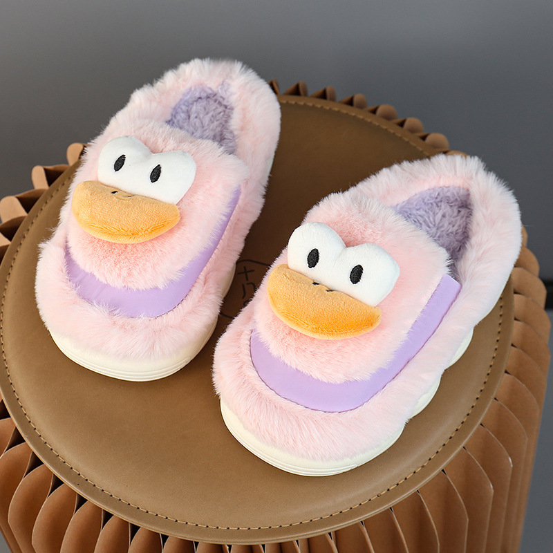 卡通鸭子儿童棉拖鞋冬季男女童保暖防滑踩屎感亲子居家室内拖鞋男