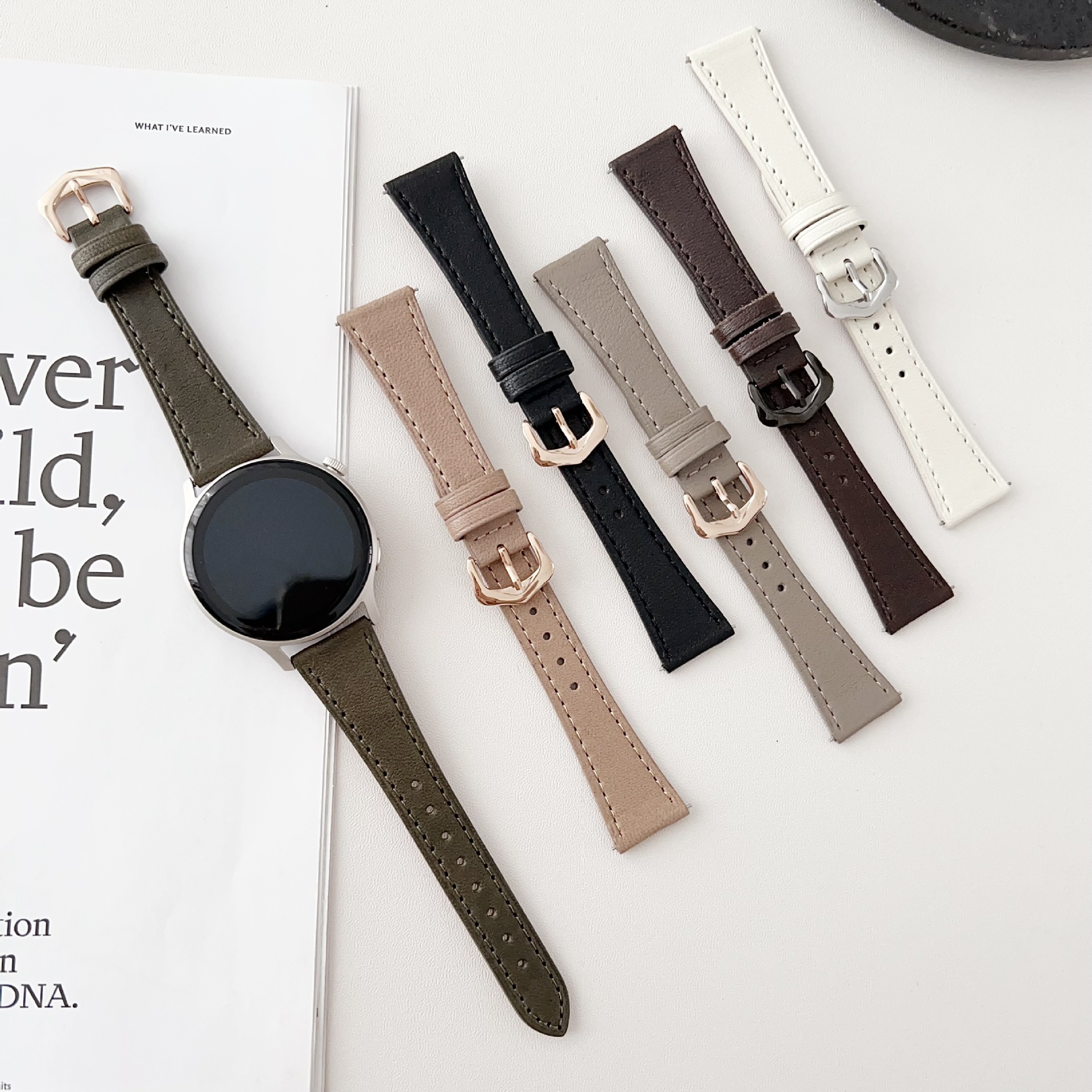 适用于三星华为智能手表皮质手腕带 20mm小蛮腰双面羊皮表带-阿里巴巴