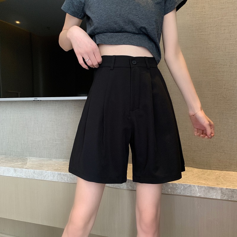 Suit Shorts Women's Summer New Thin High Waist Slimming All-Matching Loose Korean Style Straight Casual Wide Leg Draped Pants