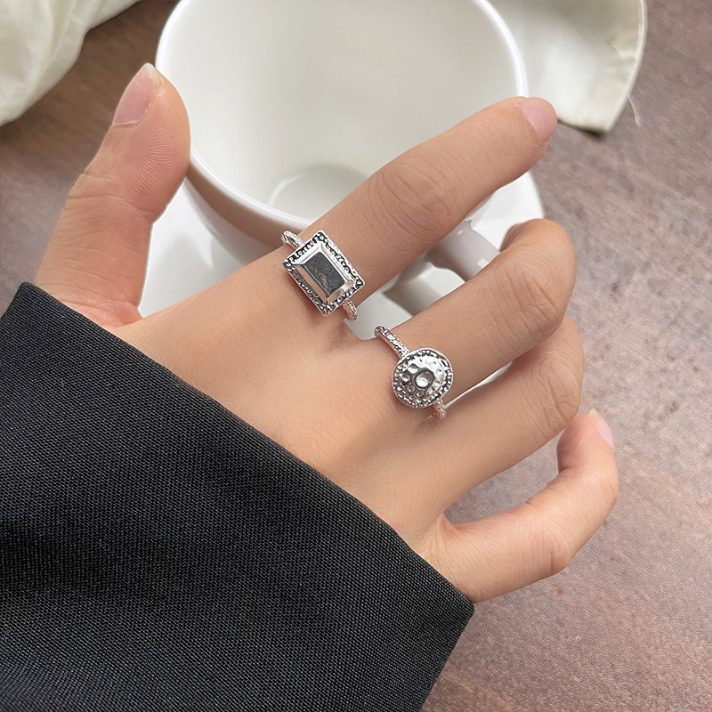 Zhiyun Fine Silver 925 Sterling Silver Ring Female Ins Wind Net Red Minority Simple Geometric Open Ring Does Not Fade