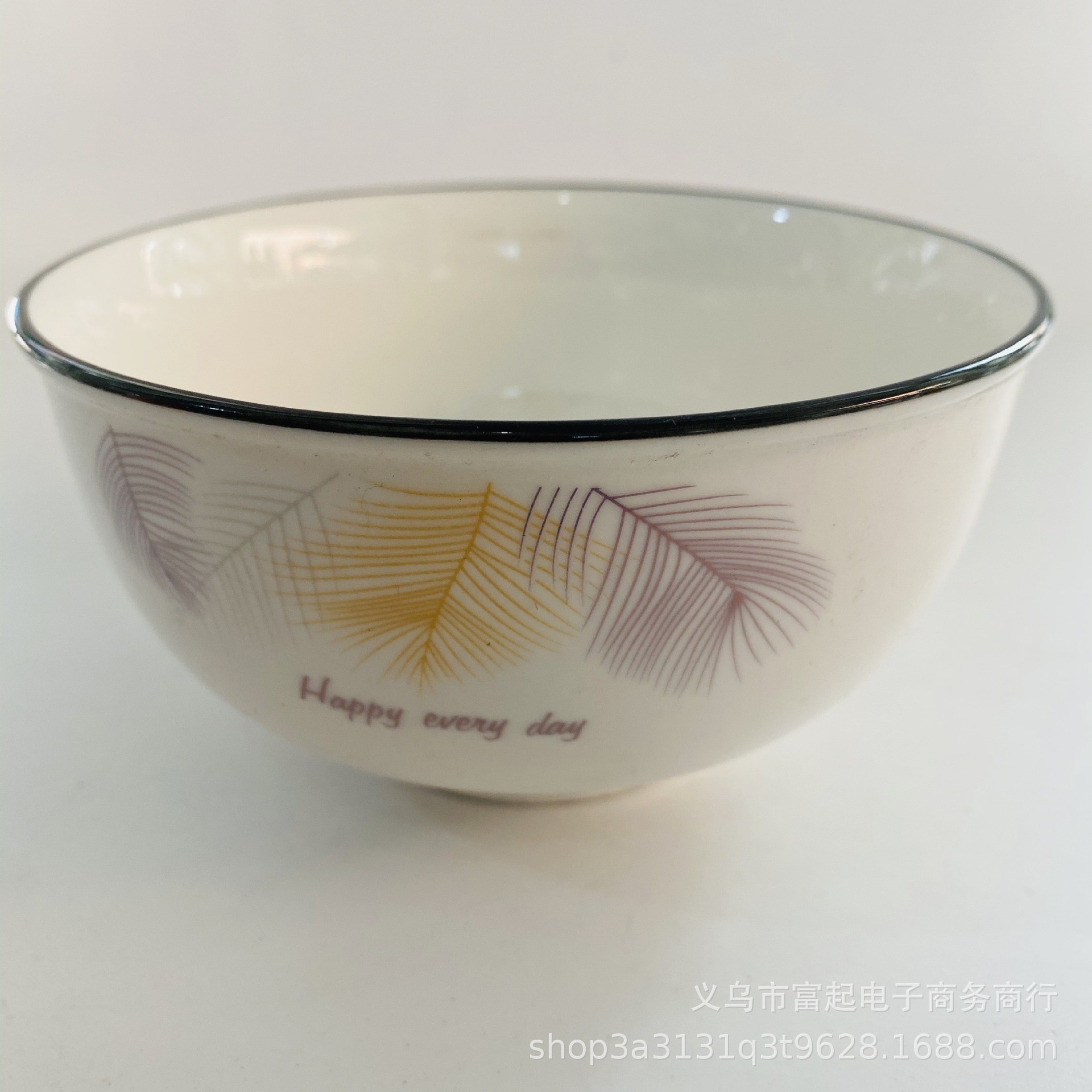 金羽毛系列5寸圆边多用碗沙拉金花釉中彩 2元店超市批发地摊