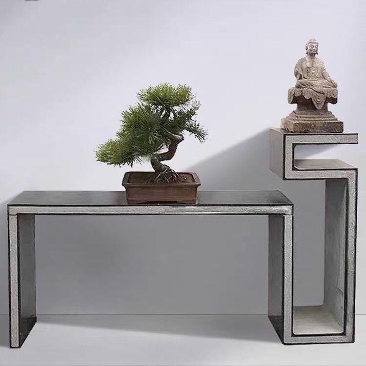 石雕花架盆景台中式石头底座青石一体花架客厅户外仿古底座花台