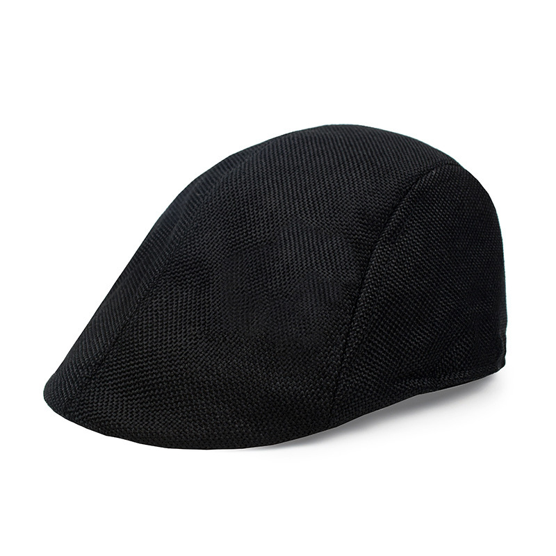 跨境棉质贝雷帽男士复古鸭舌帽中老年帽子简约纯色薄款夏季前进帽