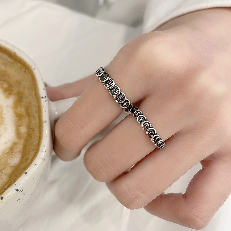 Zhiyun Silver Ring Non-Fading Niche Ins Open Index Finger Ring Qian Duo 925 Mahjong Ring Female Wholesale