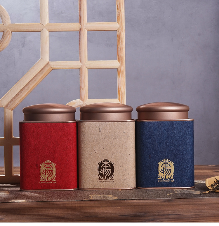 盒境现货方形茶叶铁罐大红袍红茶绿茶普洱散茶2两半马口铁茶叶罐