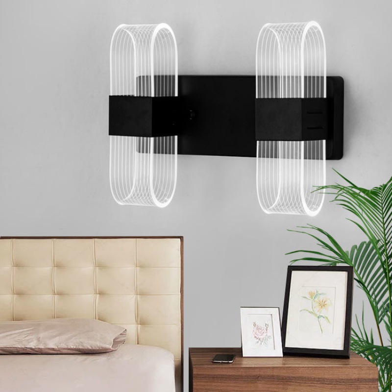 北欧简约卧室床头灯百搭客厅电视墙壁灯新款室内节能灯阳台小夜灯