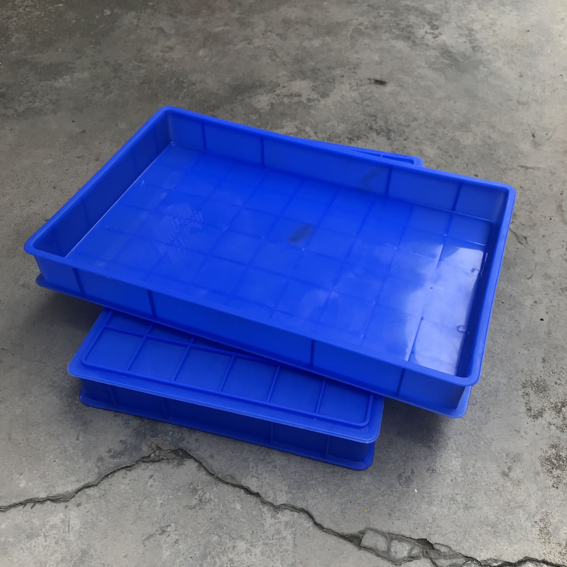 长方形加厚胶盘零件元件盒蓝色周转盘收纳盘塑料方盘冷冻盘可丝印