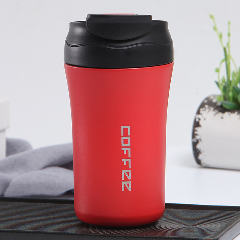 New Stainless Steel Coffee Cup Simple One Cover Dual-Use Cup with Straw Handheld Double Deck Vacuum Thermos Cup Sports Water Cup