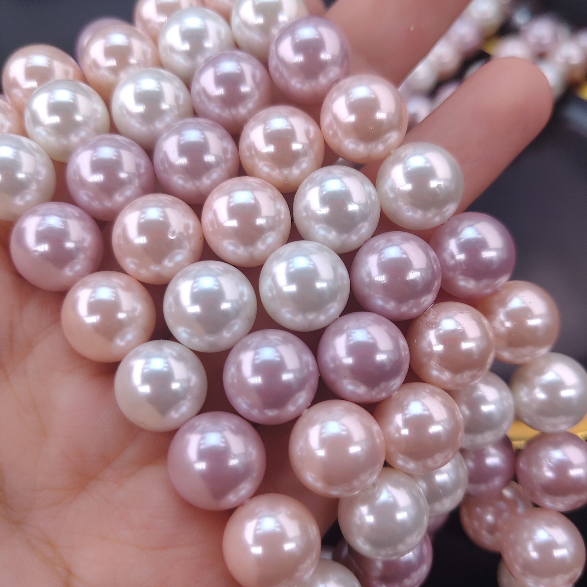 5成交535条正红色直孔贝珠6-12mm贝壳珍珠天然深海贝珠diy手工串珠