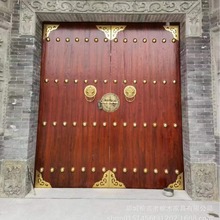 中式实木门四合院墙寺庙宇进户大门新中式老榆木大门进户门