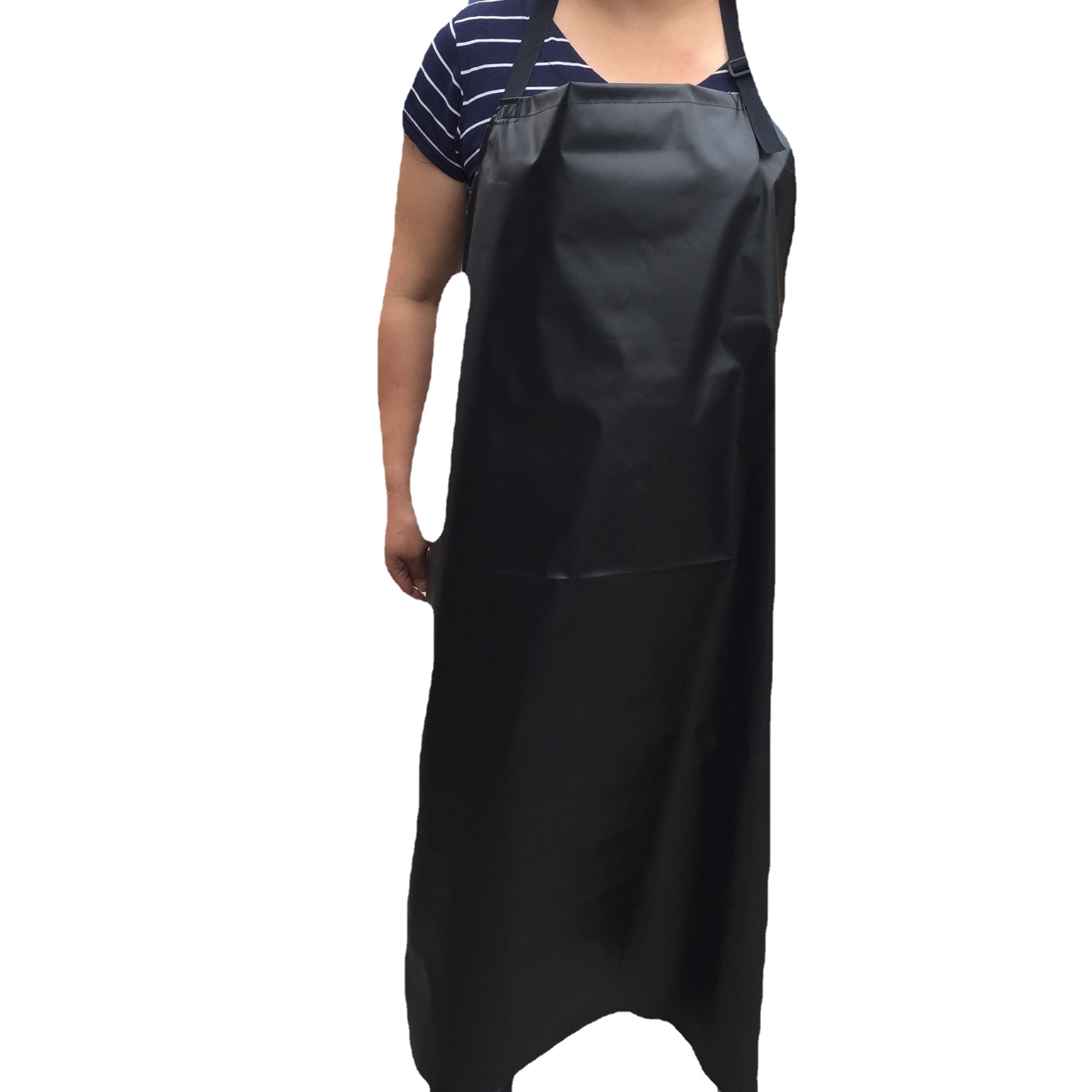 水产黑色蓝色加长胶围裙不脱层皮围腰厨房耐酸碱加大防水围裙男士