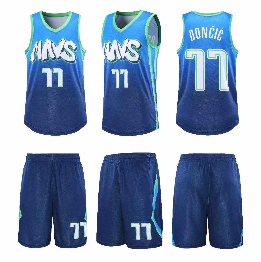 篮球服套装男小牛队城市版球衣独行侠东契奇77比赛运动篮球衣定制