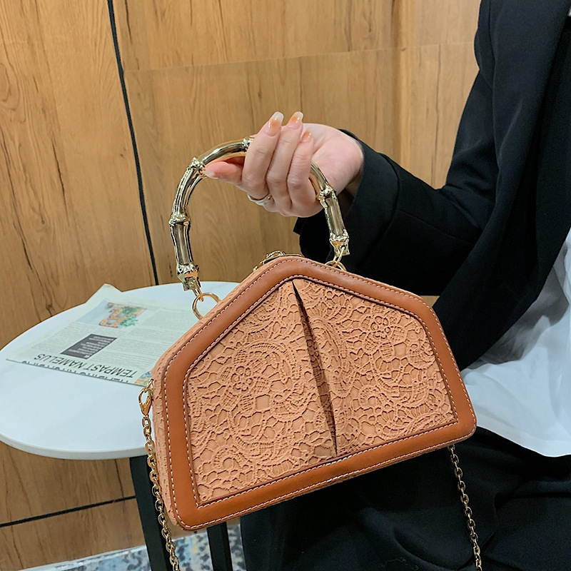 Foreign Trade Bag Women's Bag New European and American 2023 Fashion Retro Textured Ins Hand Holding Crossbody Chain Box Bag Pu