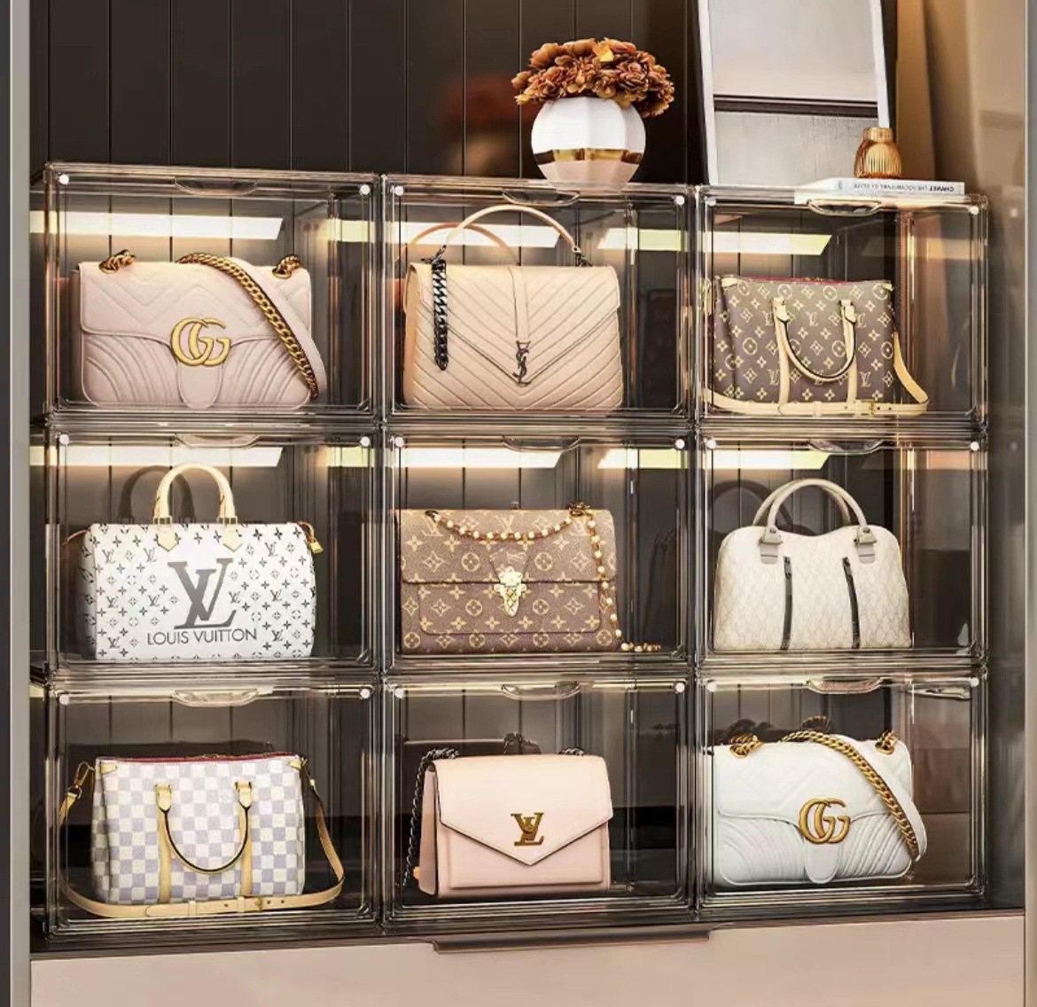包包收纳神器家用衣柜防尘整理置物架奢侈品存放透明盒展示柜
