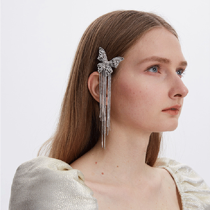 杨超越同款金属蝴蝶流苏发夹边夹西装夹撞色发卡ins冷淡风发饰