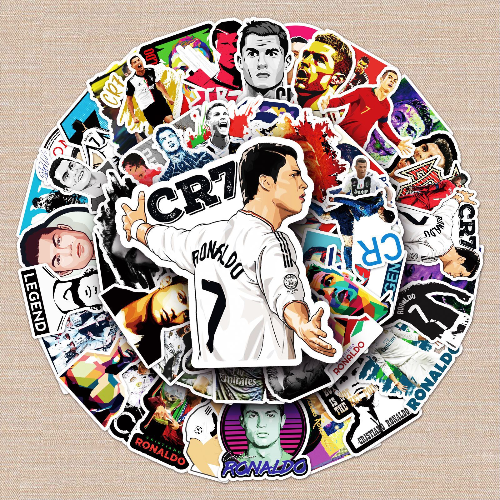 52张c罗涂鸦贴纸个性跨境足球明星贴纸diy手机壳行李箱贴纸防水
