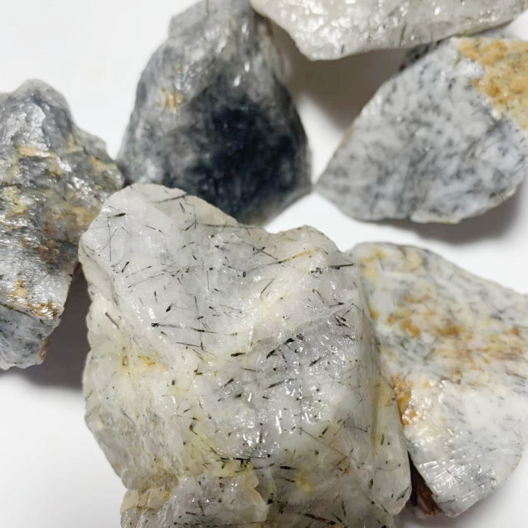 天然黑发晶原石 大块原石矿物晶体 工艺品雕刻料批发