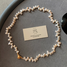 天然不规则巴洛克淡水珍珠项链女高级感异形锁骨链夏欧美跨境饰品