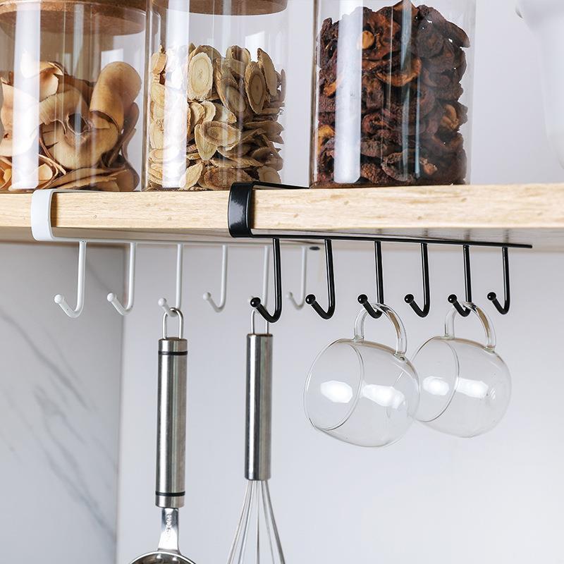 Kitchen Hook Rack Punch-Free Hook Cabinet Storage Rack Hanging Long Nail-Free Row Hook Row Hook