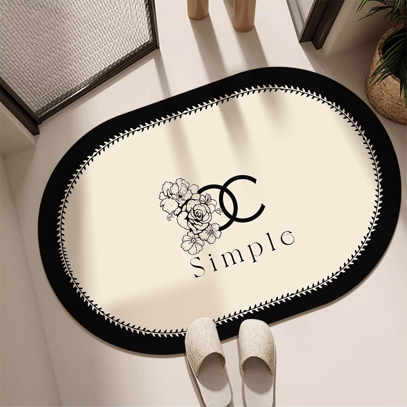 french style classic style soft diatom ooze absorbent floor mat bathroom entrance non-slip bathroom toilet floor mat bathroom doormat