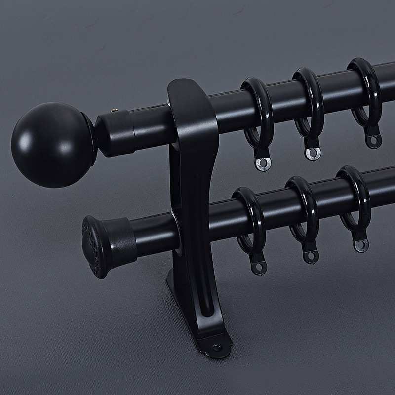 北欧铝合金窗帘罗马杆加厚窗帘杆黑白罗马杆静音窗帘杆单杆双杆