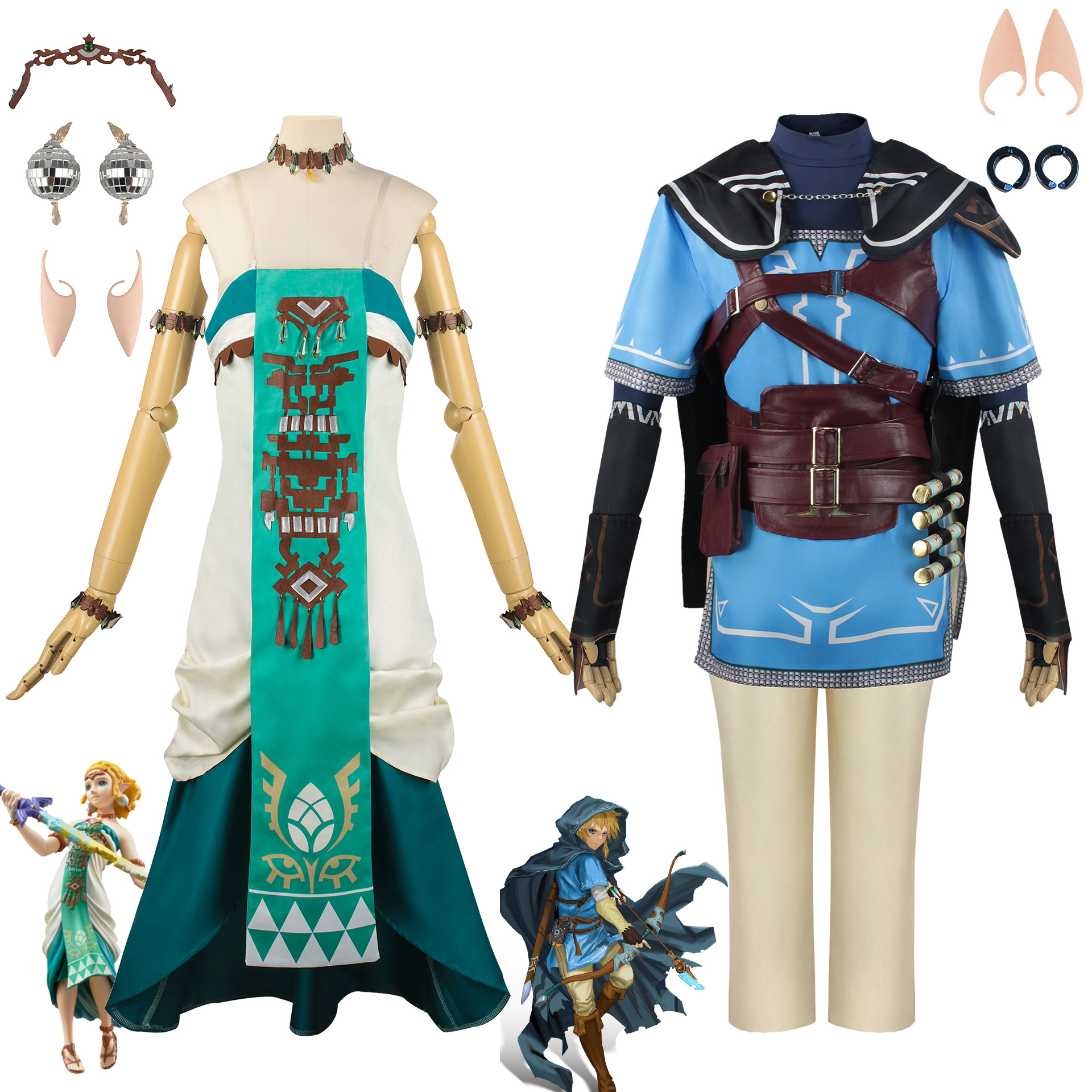 塞尔达传说王国之泪塞尔达公主裙cos服 舞台游戏表演cos服-阿里巴巴