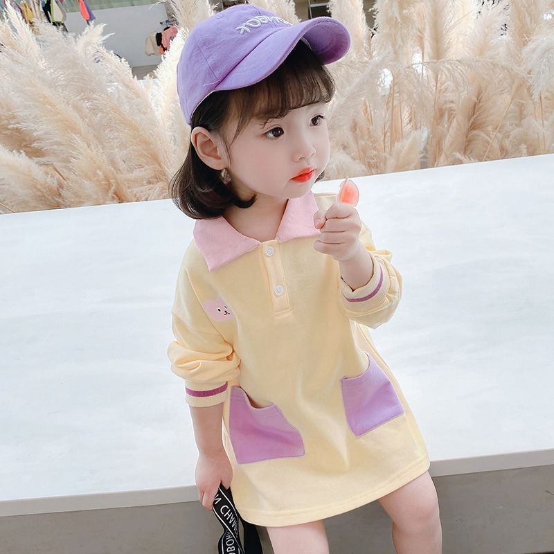 女童春秋装2020新品儿童韩版休闲polo裙三岁女宝宝可爱卡通连衣裙