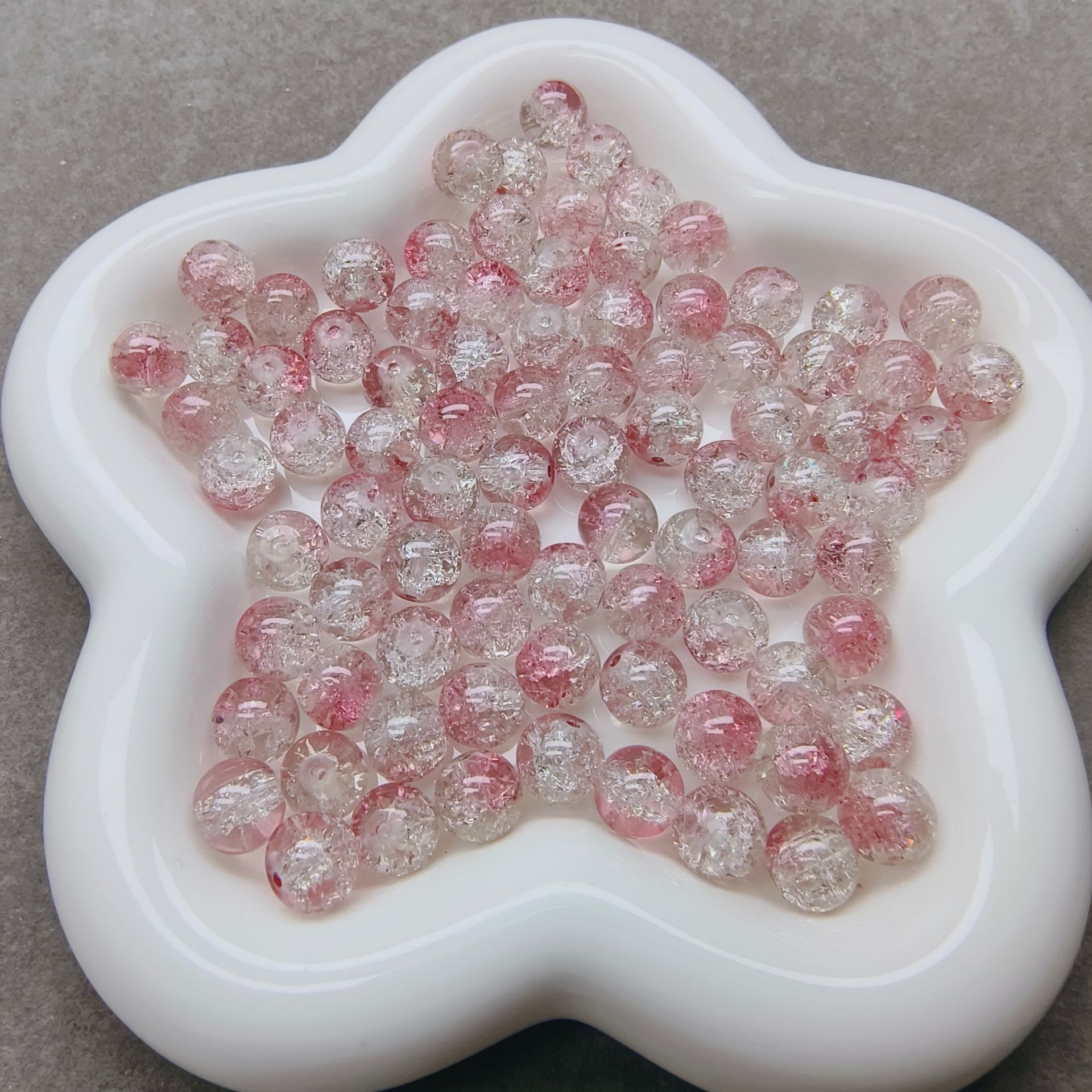 卡10mm双色爆花珠珠琉璃珠散珠批发 diy手工手链项链毛衣链串珠材