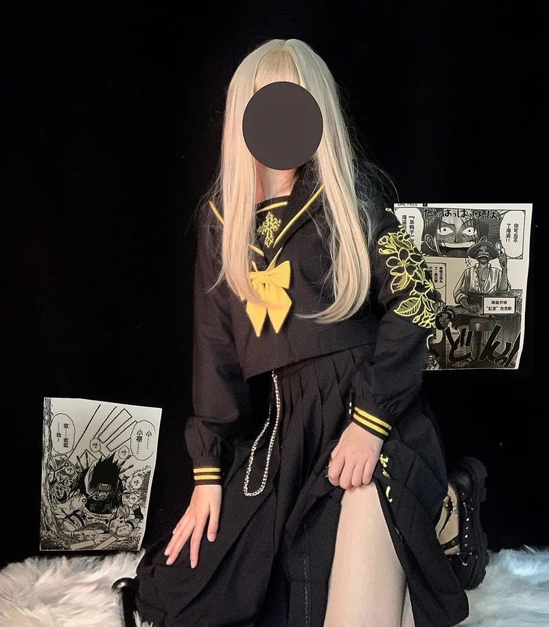原版制服不良jk首团正统刺绣长裙套装水手服