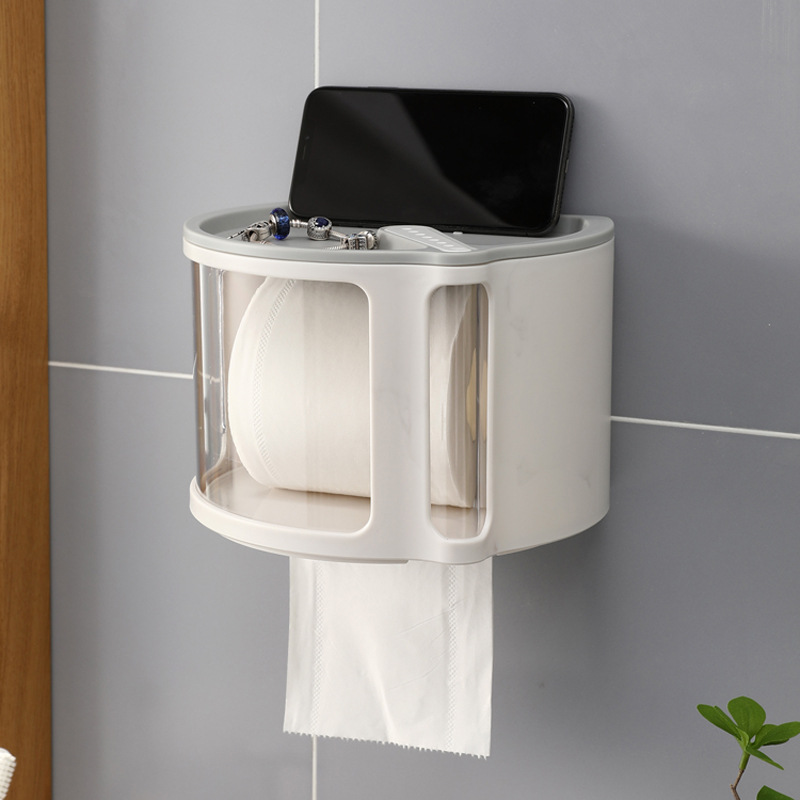 Toilet Toilet Paper Box Wall-Mounted Toilet Tissue Box Rack Punch-Free Waterproof Creative Sanitary Napkin Storage Box