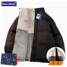 NASA棉服男款反季清仓双面穿冬款新品潮牌青少年保暖防风外套男士