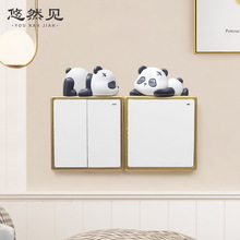 北欧风卡通熊猫创意礼物家居墙面装饰品儿童房间半立体树脂开关贴