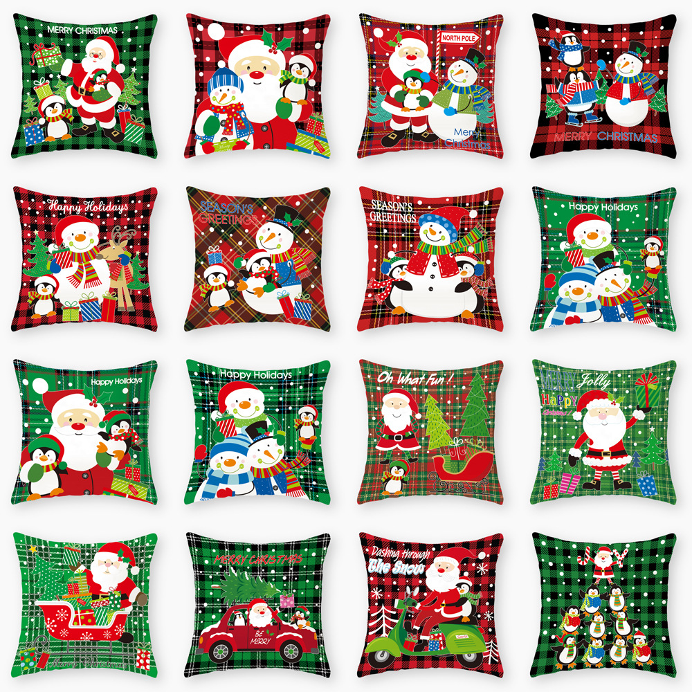 New Christmas Cartoon Series Pillow Sofa Cushion Nordic Ins Embroidered Cushion Bedside Cushion Home Backrest