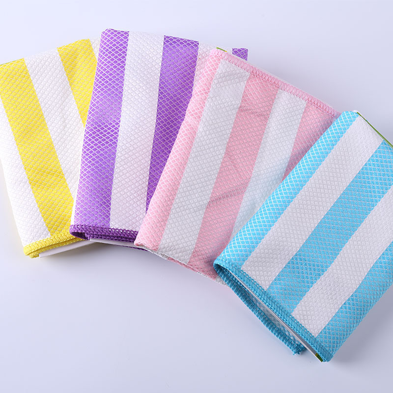 Mop Printing Double-Layer Oil-Absorbing Absorbent Dish Towel Scouring Pad Manufacturers Wholesale Kitchen Cloth Stripes