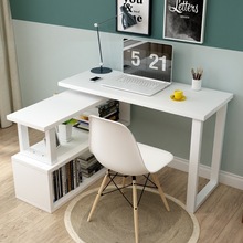 旋转电脑桌简约台式转角连体书桌柜现代时尚烤漆书架组合办公桌子
