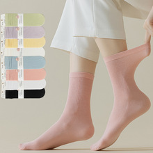 袜子女夏秋季薄款堆堆袜纯色舒适棉微罗口ins潮日系百搭中筒袜子