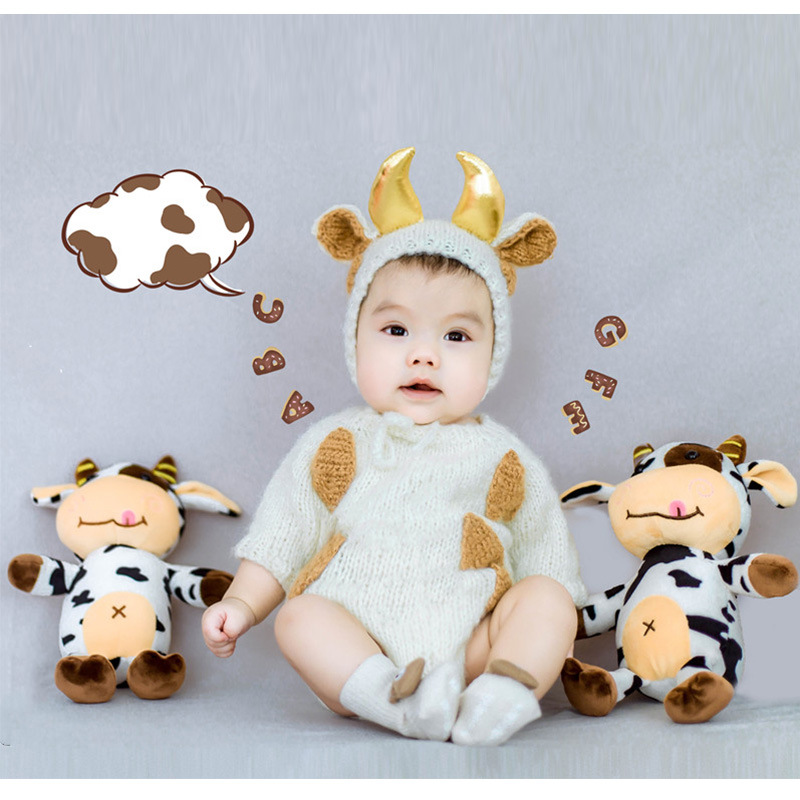 2021新款儿童摄影服装小牛年百天拍照服饰艺术照相牛宝宝造型套装