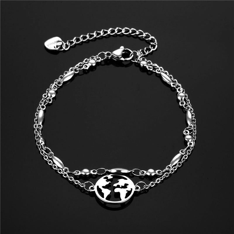 South America New Products Ornaments Stainless Steel Creative Bracelet World Map Bracelet Female New Personality Simple Bracelet Wholesale