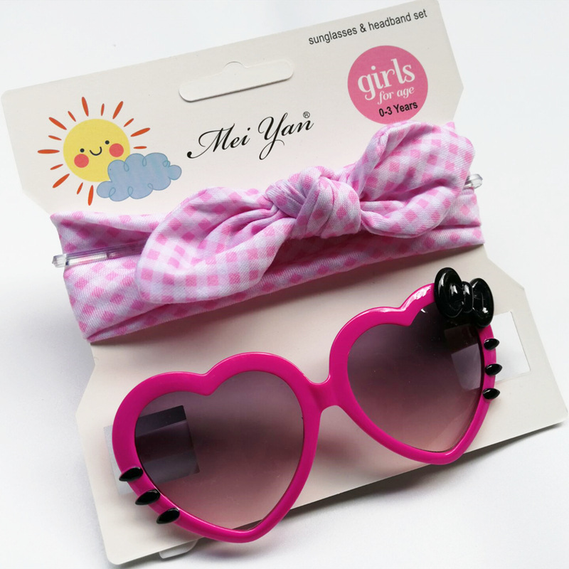 Kids Sunglasses Hair Band Set Baby Uv Protection Sun-Shade Glasses Boys and Girls Cute Heart Shape Sunglasses Fashion