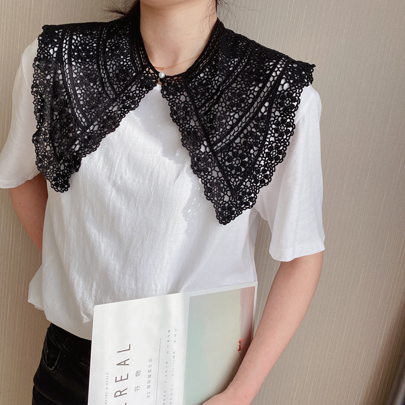 2021 French New Fashion Ins Style Artistic Women's Lace Hollow Shawl Waistcoat Decorative Fake Collar Scarf