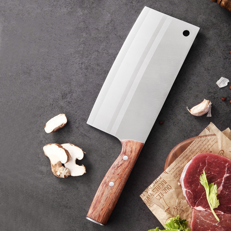 木柄菜刀40cr15mov花梨木柄切菜刀阳江刀具超快锋利厨师用斩切刀