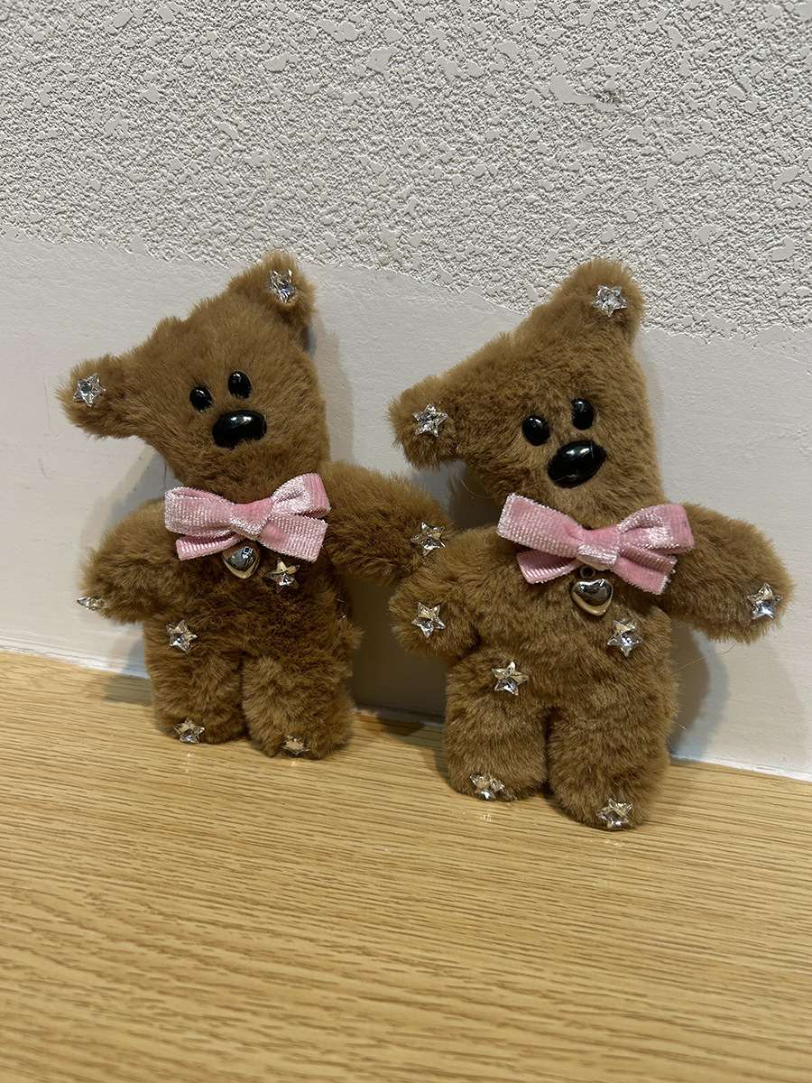 新款高颜值憨豆吱吱叫可爱毛绒大熊发夹少女泰迪熊网红风发饰头饰