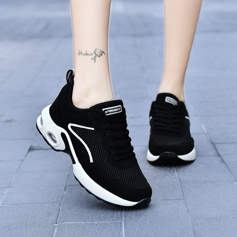 2023 Spring Leisure Women's Shoes Fashion Black Mesh Comfortable Sports Shoes Cross-Border Mesh Casual Women's Sports Shoes